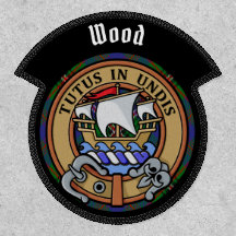 Clan Wood Wappen über Tartan