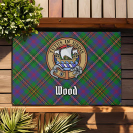 Clan Wood Wappen über Tartan Fußmatte