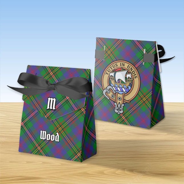 Clan Wood Wappen über Tartan Geschenkschachtel (Von Creator hochgeladen)