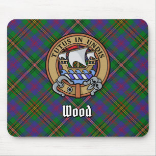 Clan Wood Wappen über Tartan Mousepad