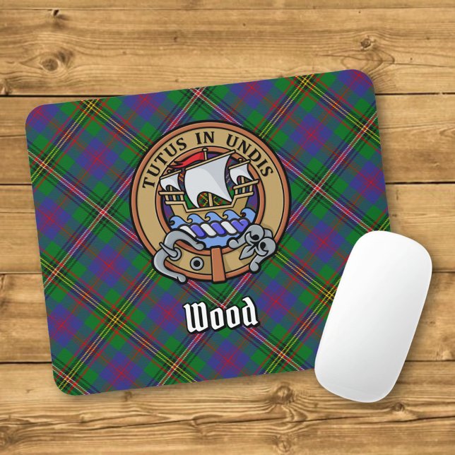 Clan Wood Wappen über Tartan Mousepad (Von Creator hochgeladen)