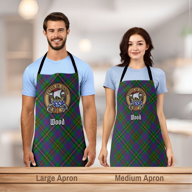 Clan Wood Wappen über Tartan Schürze (Von Creator hochgeladen)