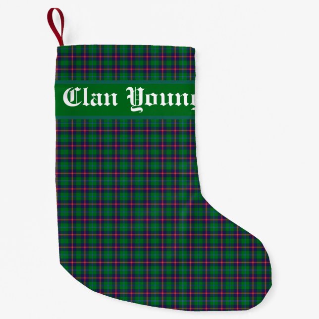Clan Young Tartan Kariert Personalisiert Kleiner Weihnachtsstrumpf (Vorderseite)