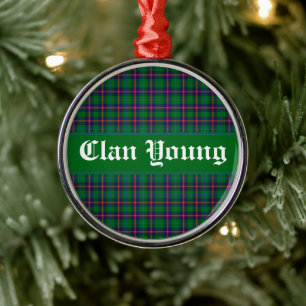 Clan Young Tartan Kariert Personalisiert Ornament Aus Metall