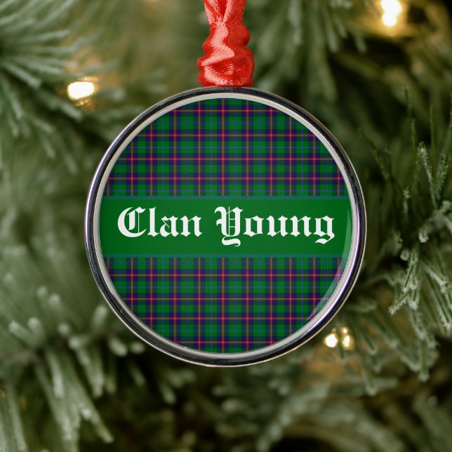 Clan Young Tartan Kariert Personalisiert Ornament Aus Metall (Baum)