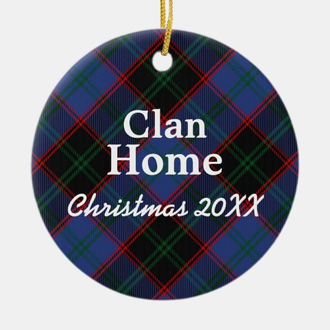 Clan Zuhause Hume Scottish Tartan Keramik Ornament (Vorne)