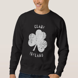 Clane Kildare Ireland Vintage Shamrock Distressed  Sweatshirt