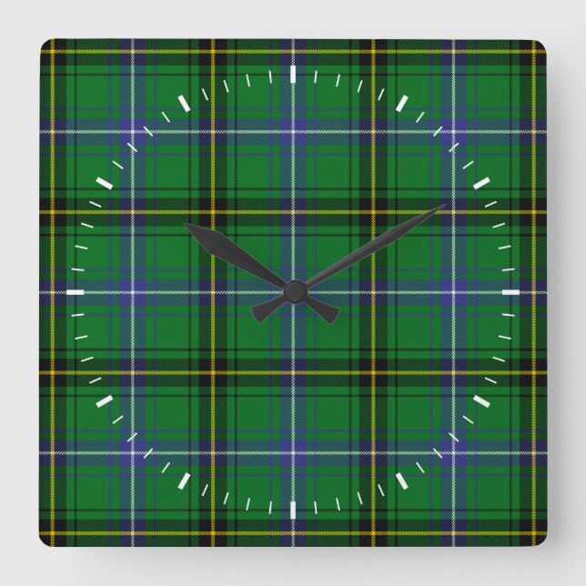 ClanHendersonTartan Quadratische Wanduhr (Vorderseite)