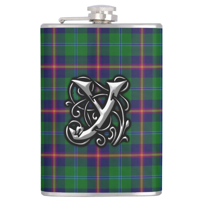 Clanjunger Tartan-alte Schottland-Flasche Flachmann (Vorderseite)