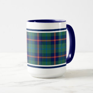 Clanjunger Tartan-grünes und blaues kariertes Tasse