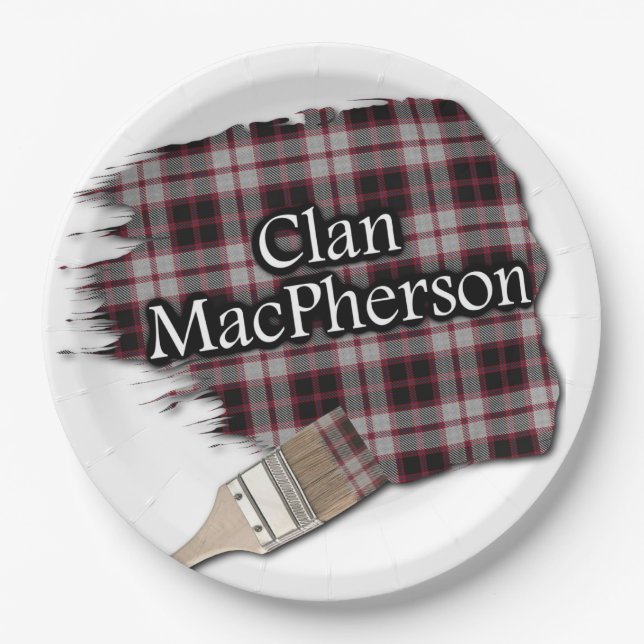 ClanMacPherson schottischer Tartan-Pinsel Pappteller (Vorderseite)