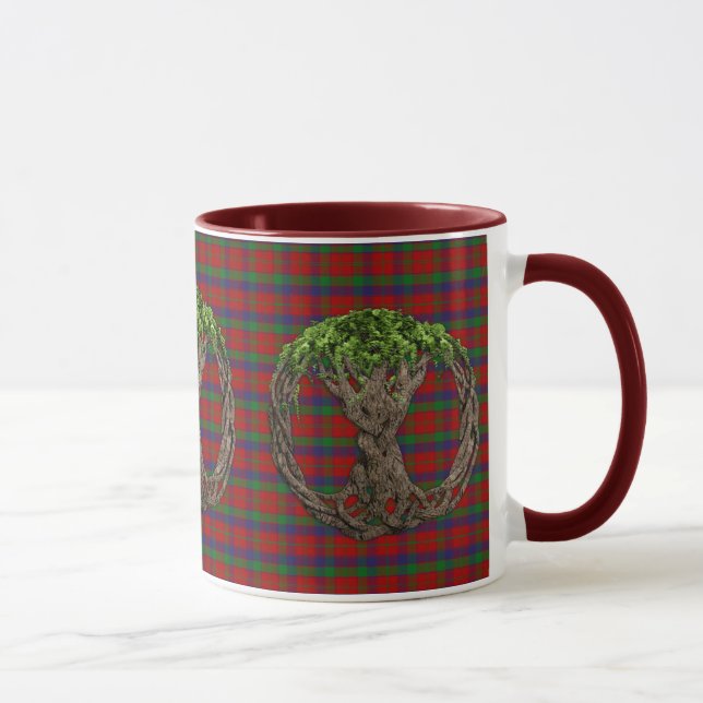 ClanRobertsonTartan und keltischer Baum des Lebens Tasse (Rechts)