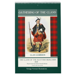 Clans der schottischen Highlands Vintage-Porträts Kalender