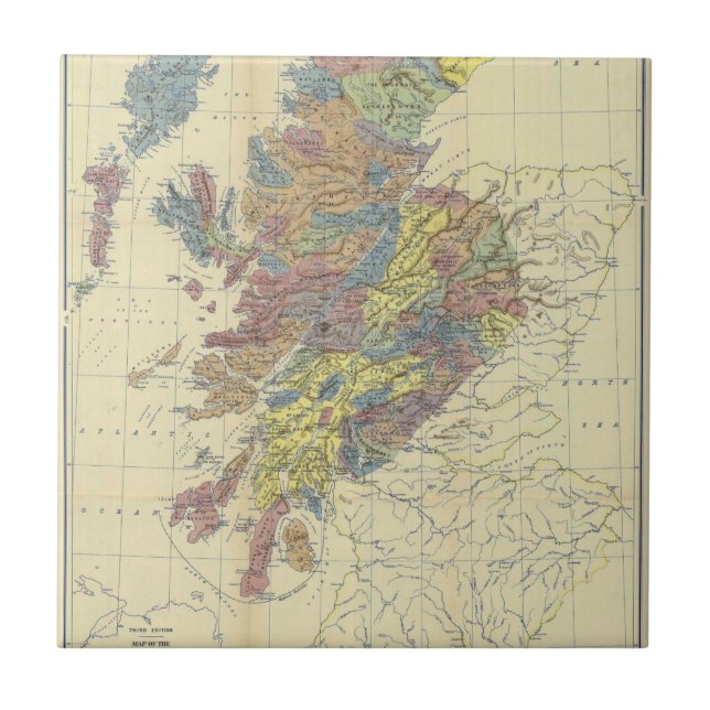 Clans of Scotland Historical Map Clan Locations Fliese (Vorderseite)