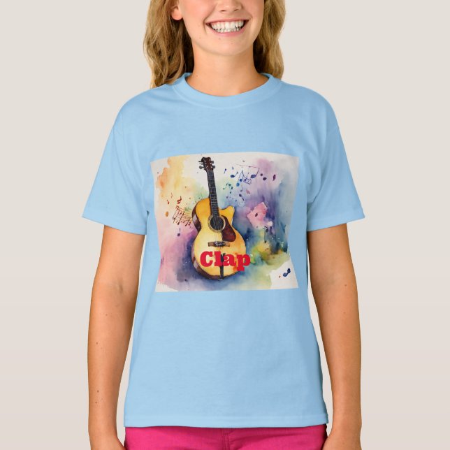"Clap 'n' Strum: Light Blue Kids' Musical T-Shirt" T-Shirt (Vorderseite)