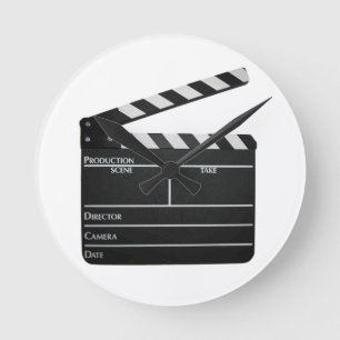 Clapboard Filmmaker Movie Clock Runde Wanduhr