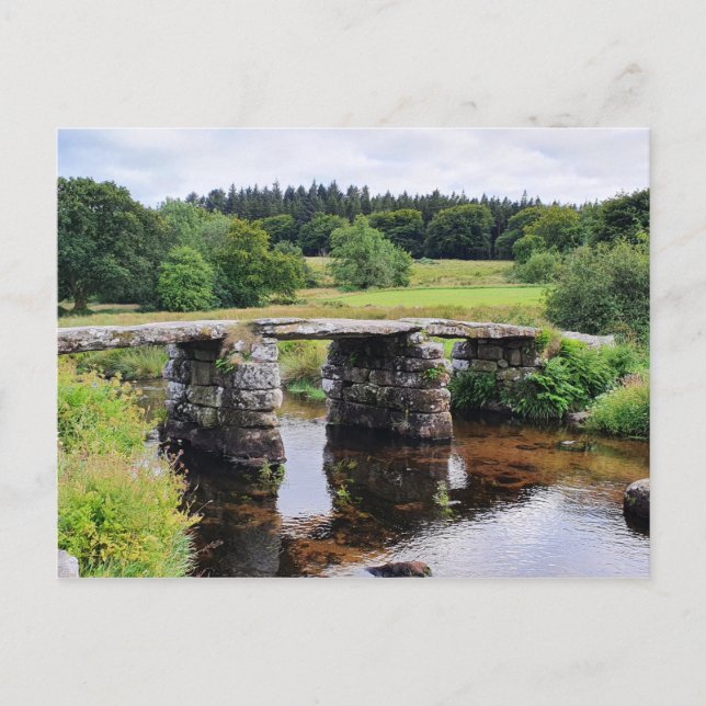 Clapper Bridge Two Bridges Dartmoor Postkarte (Vorderseite)