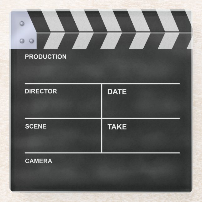 Clapperboard Kino Glasuntersetzer (Vorderseite)