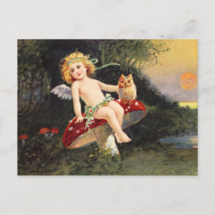 Clapsaddle: Kleiner Cherub auf Pilz Postkarte