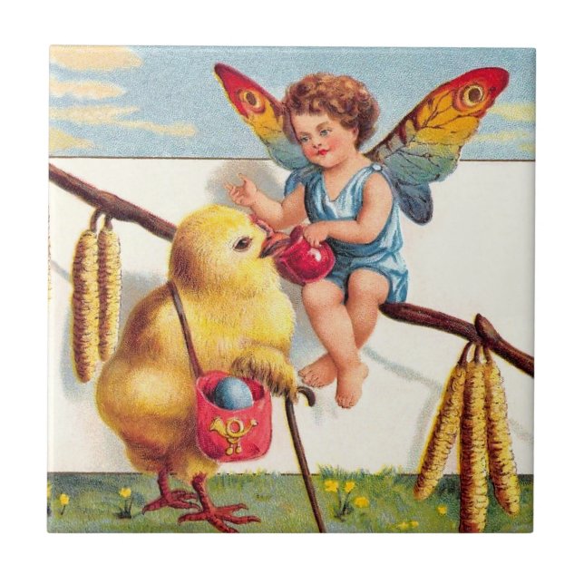 Clapsaddle: Ostern-Fee mit Huhn Fliese (Vorderseite)
