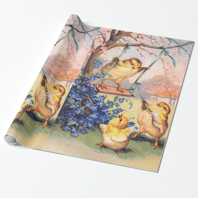 Clapsaddle: Schaukelnde Biddy Geschenkpapier (Ungerollt)