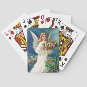 Clapsaddle: Weihnachtsengel mit Spielwaren Spielkarten