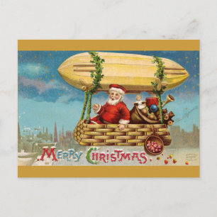 Clapsaddle: Weihnachtsmann im Zeppelin Feiertagspostkarte