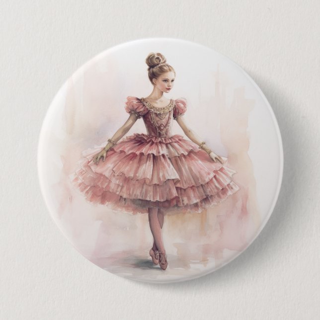 Clara (blonde Haare) aus dem Nussknacker-Ballett Button (Vorderseite)