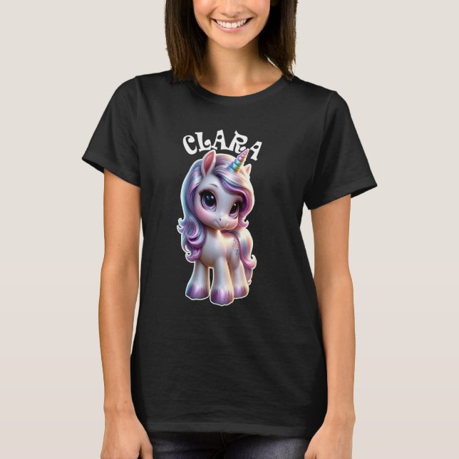 Clara Niedlich Unicorn Design for Girls Name Clara T-Shirt (Vorderseite)