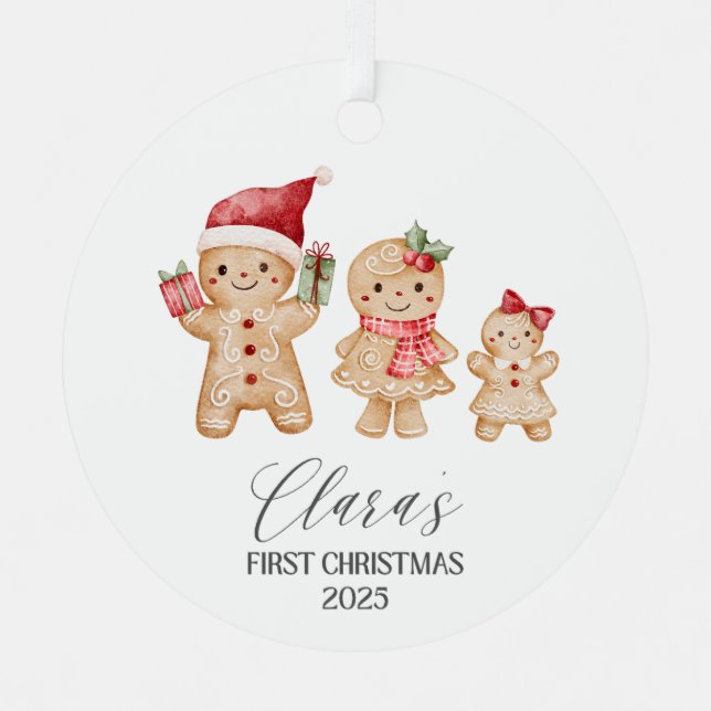 Clara Personalized Baby's First Christmas Ornament Aus Metall (Vorderseite)
