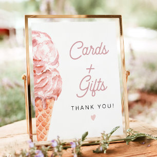 CLARA Retro-Eiscreme-Karten + Geschenke Schild