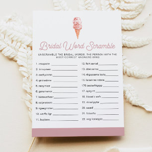 CLARA Retro Ice Cream Brautparty Word Scramble Einladung