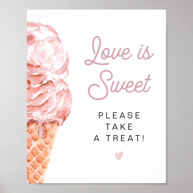 CLARA Retro Ice Creme Liebe ist süß Nehmen Sie ein Poster (Vorne)