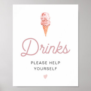 CLARA Retro Rosa Eis Creme Drinks Bar Poster