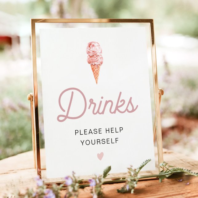 CLARA Retro Rosa Eis Creme Drinks Bar Poster (Von Creator hochgeladen)