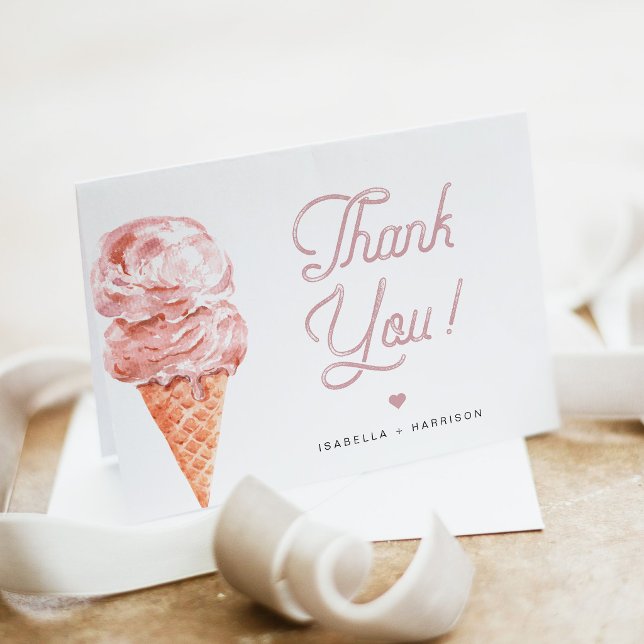 CLARA Retro Rosa Eiscreme Danke Karte (Von Creator hochgeladen)