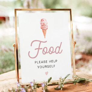 CLARA Retro Rosa Ice Creme Food Table Plakat signi