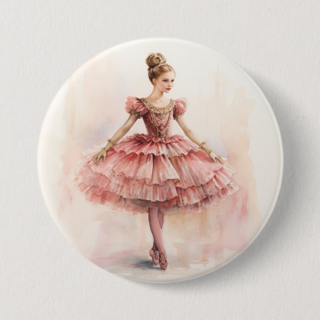 Clara (Rote Haare) aus dem Nussknacker-Ballett Button (Vorderseite)