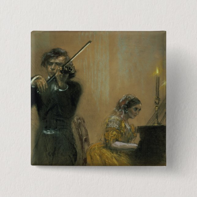 Clara Schumann (1819-96) und ein Violinist, 1854 Button (Vorderseite)