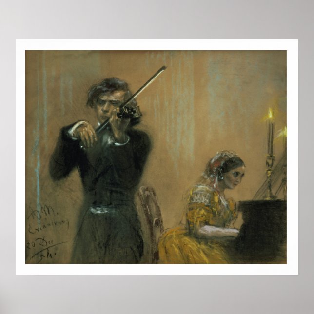 Clara Schumann (1819-96) und Violinistin, 1854 (pa Poster (Vorne)