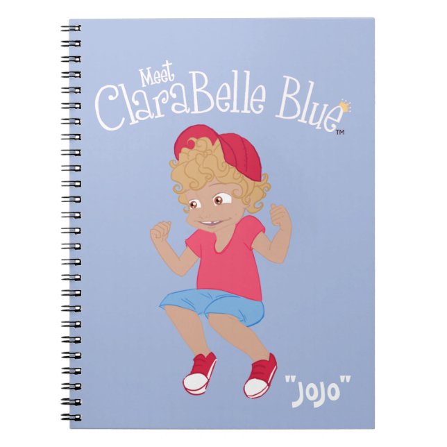 ClaraBelle blaues gewundenes Notizbuch - "JoJo" Notizblock (Vorderseite)