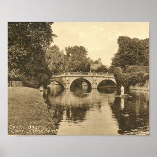 Clare College Bridge, Cambridge England Vintage-Po Poster