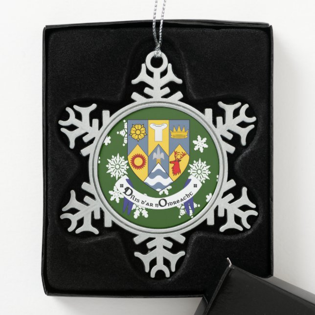 Clare Ireland Wappen Irish Schneeflocken Zinn-Ornament (Box)