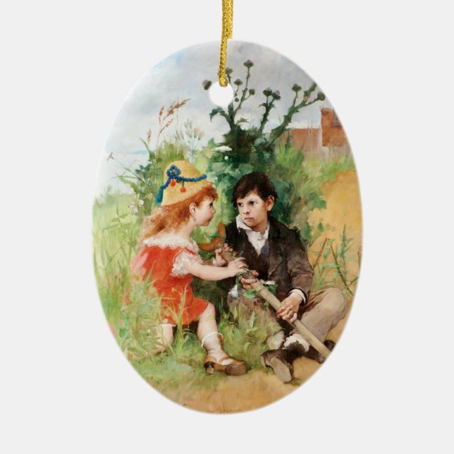 Clare mit Boy und Crutch Keramikornament (Vorne)