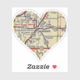 Claremore OK Retro Map Aufkleber