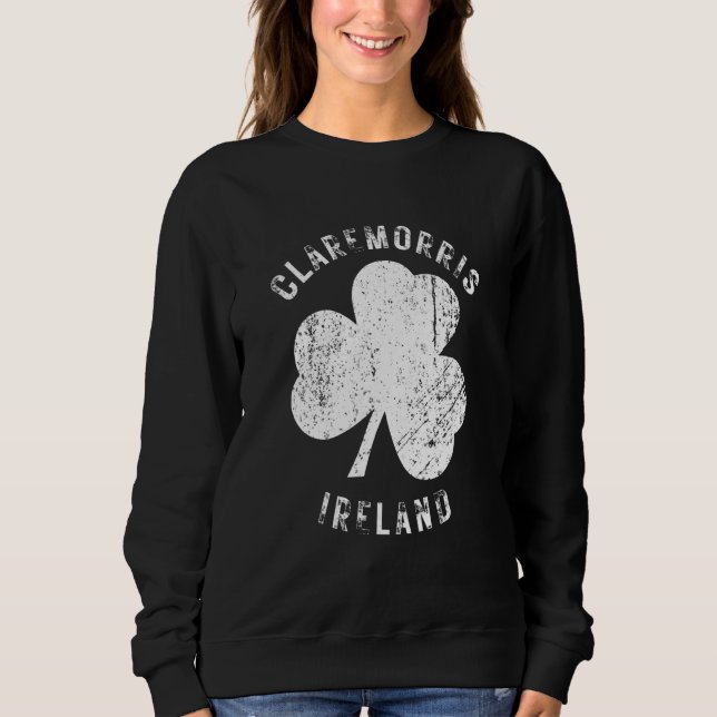 Claremorris Mayo Ireland Vintage Shamrock Distress Sweatshirt (Vorderseite)