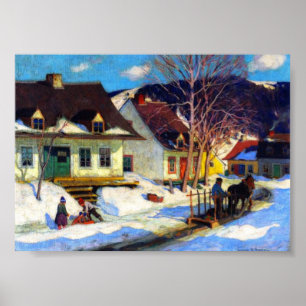 Clarence Gagnon, A Quebec Village Street, Winter Poster