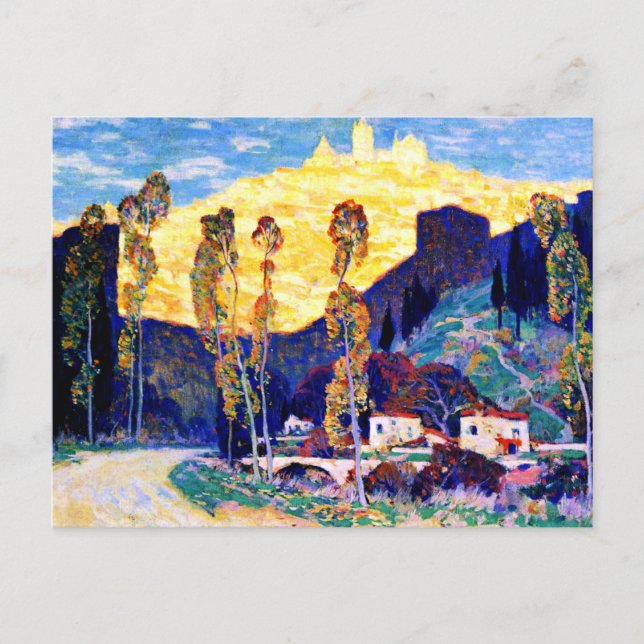 Clarence Gagnon art, Abend, Siena Postkarte (Vorderseite)