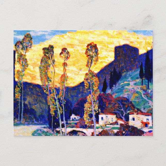 Clarence Gagnon art, Abend, Siena Postkarte (Vorderseite)