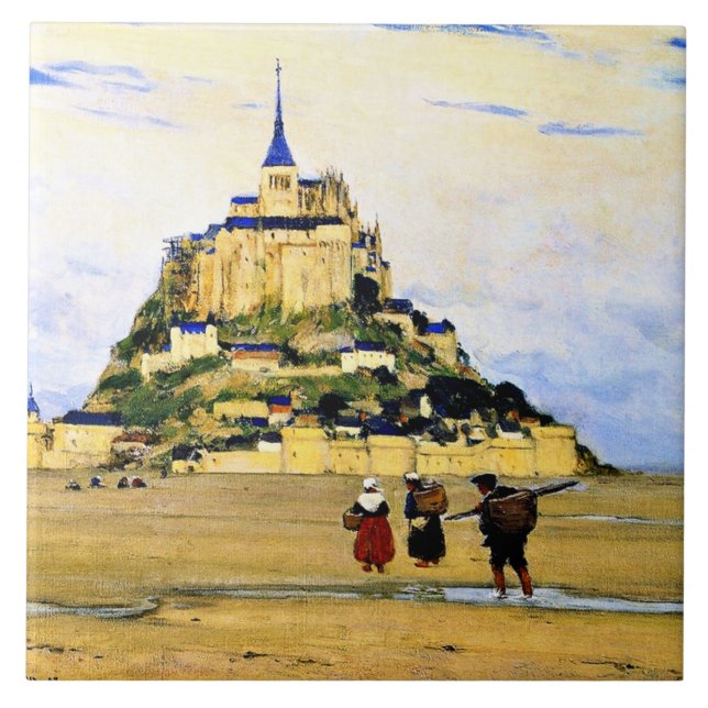 Clarence Gagnon art, Mont-Saint Michel, Morning Fliese (Vorderseite)